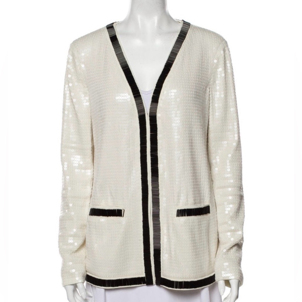 Rachel Zoe Sequin White Evening Jacket